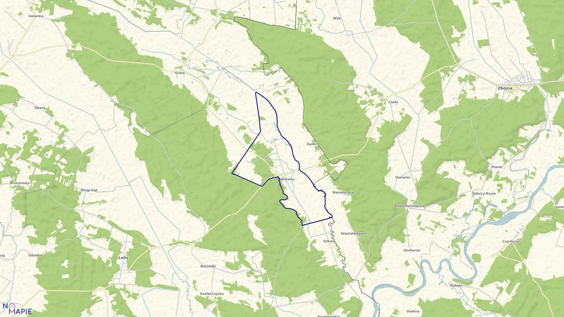 Mapa obrębu DĄBRÓWKA w gminie Lelis