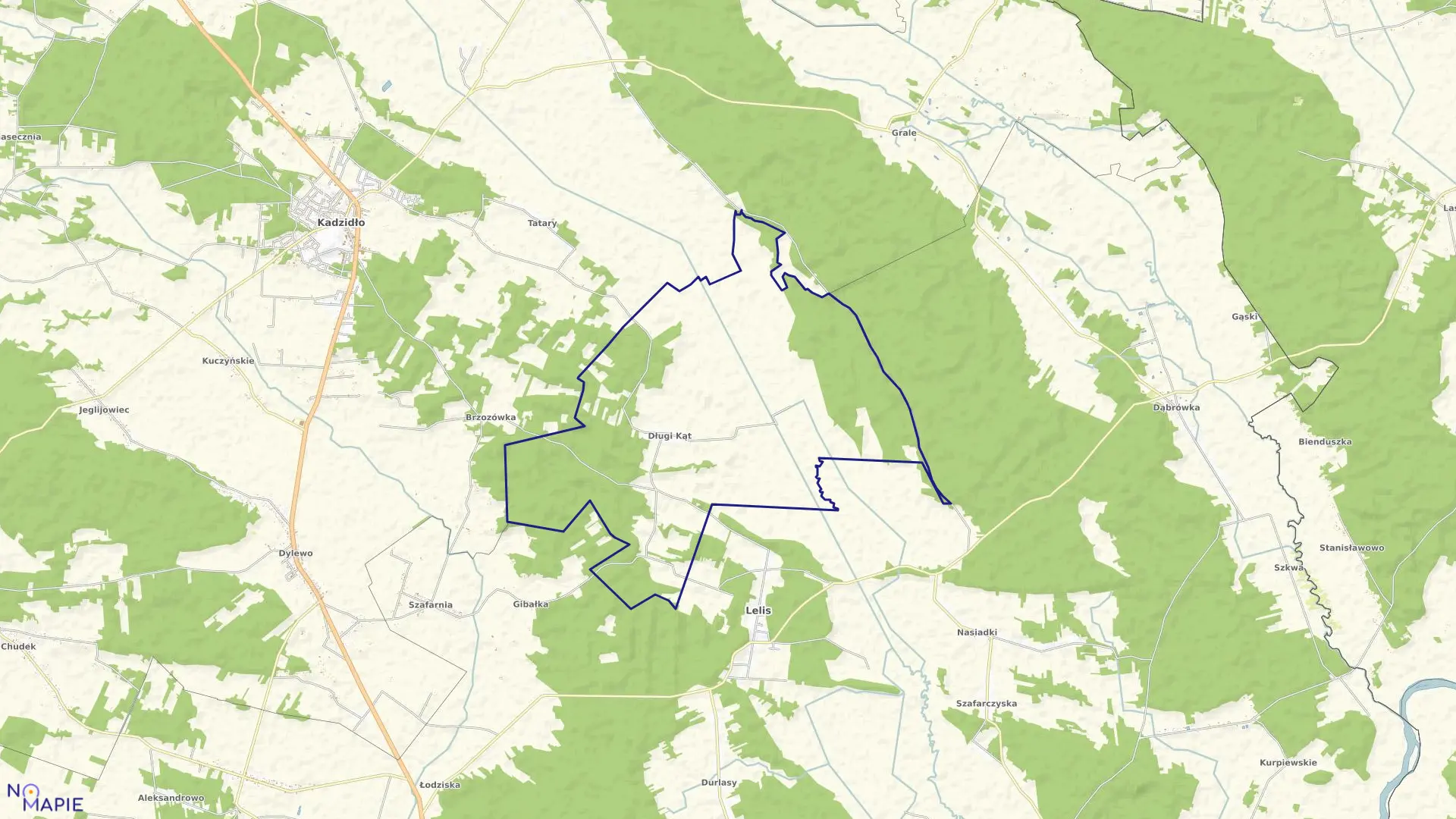 Mapa obrębu DŁUGI KĄT w gminie Lelis