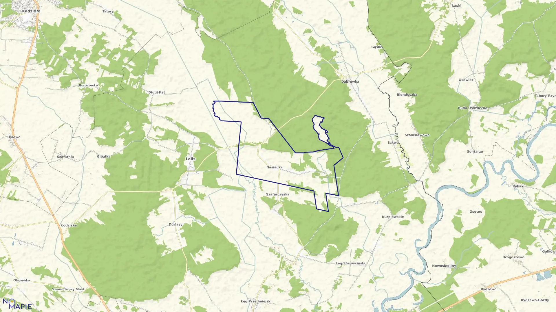 Mapa obrębu NASIADKI w gminie Lelis